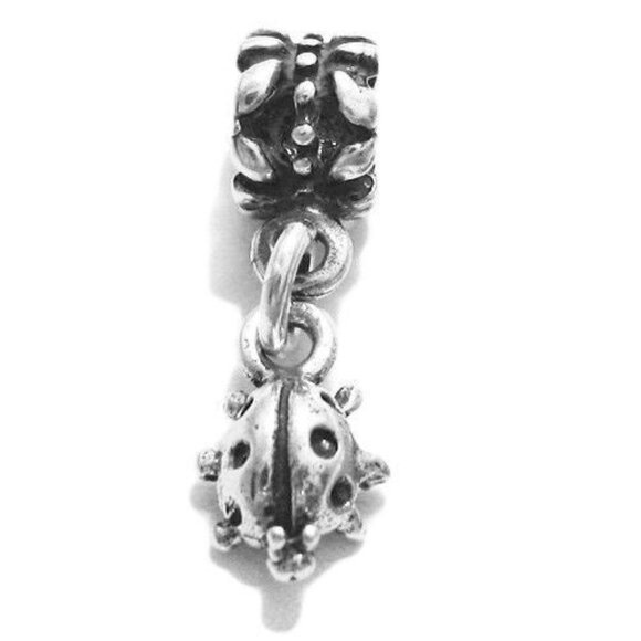 LADYBUG EURO BEAD CHARM IN 3D. STERLING SILVER. - Picture 1 of 2